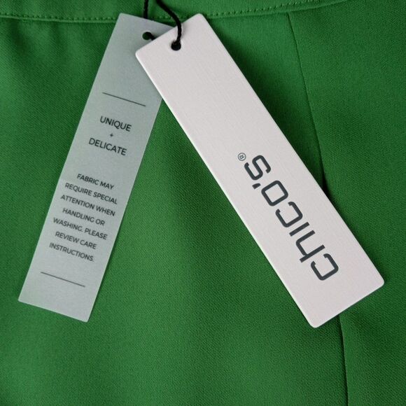 Chico's Wide Leg Crop Pants Kelly Green Eyelet Scallop Hem Sz 8 Preppy NWT $119 - Picture 8 of 14